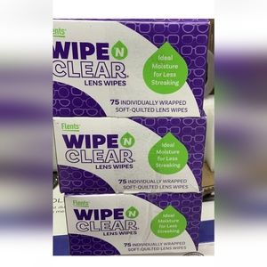 Flents Wipe n Clear Lens Wipes (3) 75-packs 225 Wipes Total For Home Office Car